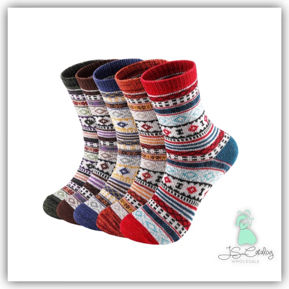 ⚡️🆕⚡️ 5PACK Assorted Winter Wool Thick Patterned Crew Socks
